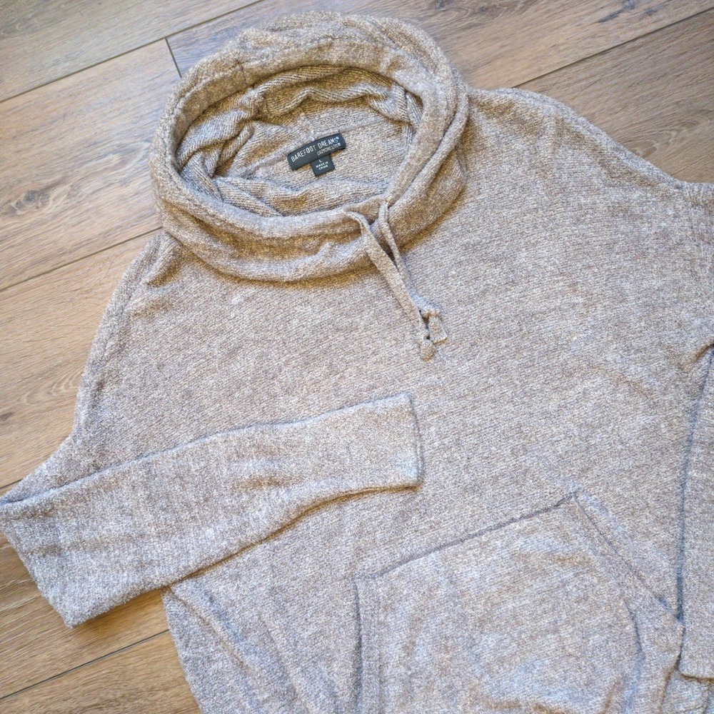 Barefoot Dreams CozyChic Lite Pebble Beach Pullover Hoodie Sweatshirt Cowl Large